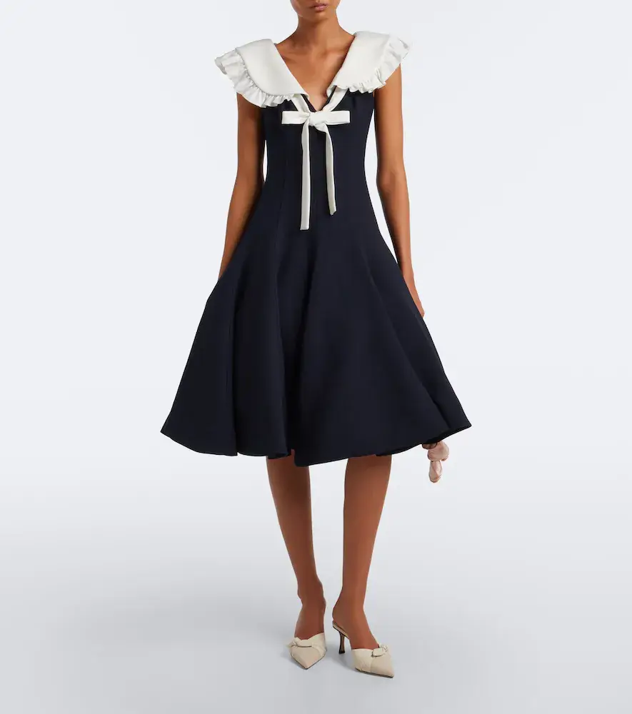 SHUSHU/TONG Bow-detail ruffled wool midi dress | Thumbnail 3