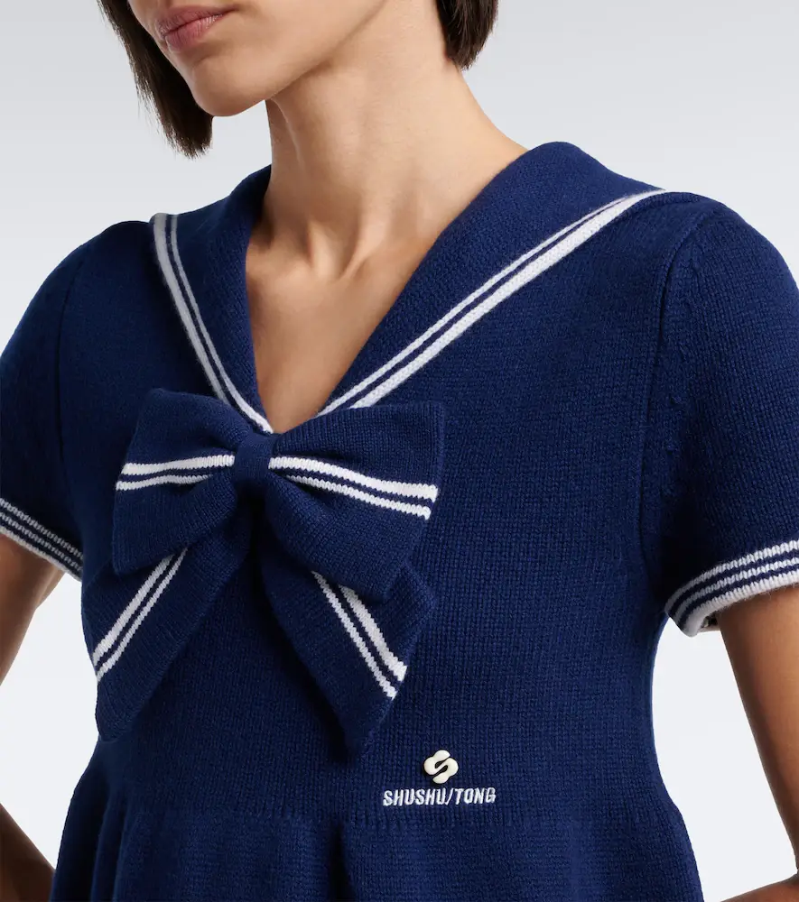 SHUSHU/TONG Bow-detail knitted wool minidress | Thumbnail 5
