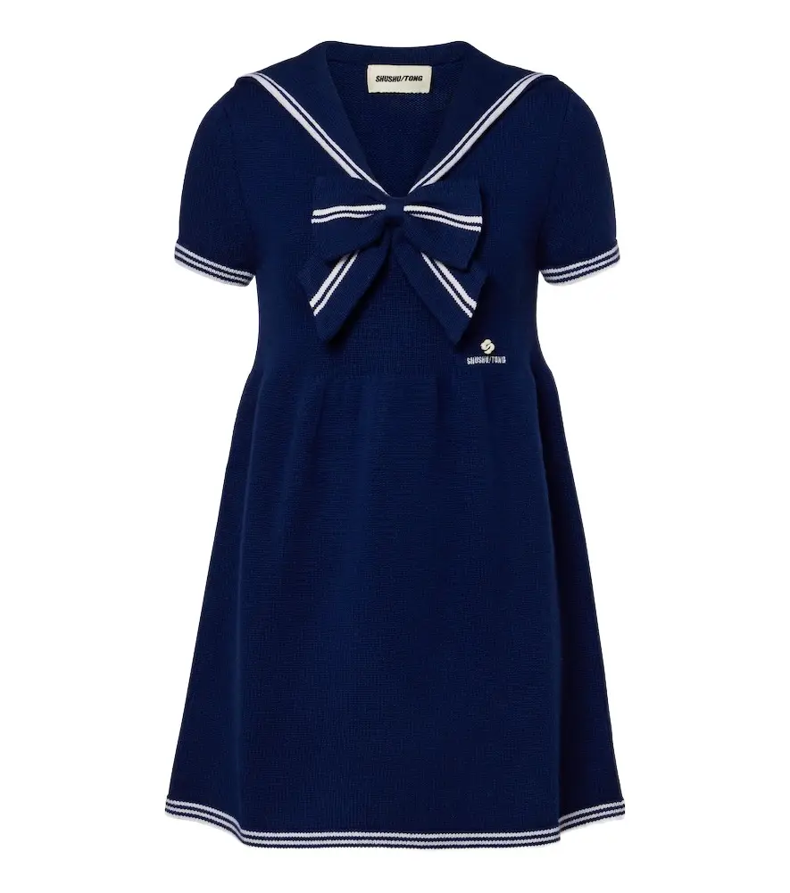 SHUSHU/TONG Bow-detail knitted wool minidress