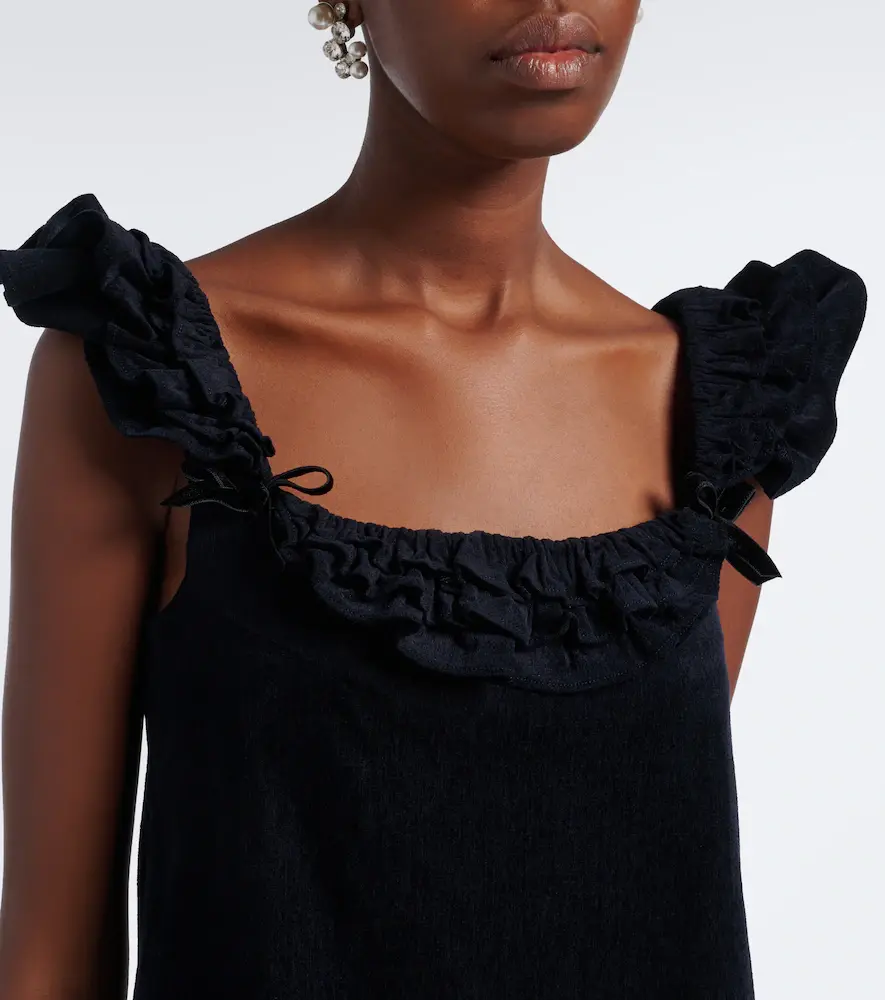 SHUSHU/TONG Bow-detail ruffled velvet minidress | Thumbnail 5 SHUSHU/TONG Bow-detail ruffled velvet minidress | Thumbnail 5