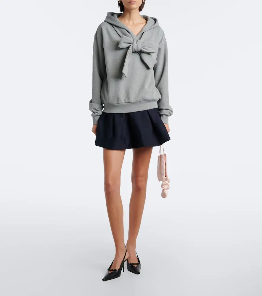 SHUSHU/TONG Bow-detail cotton hoodie | Thumbnail 2