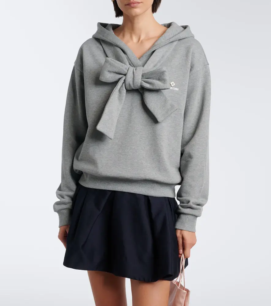 SHUSHU/TONG Bow-detail cotton hoodie | Thumbnail 5
