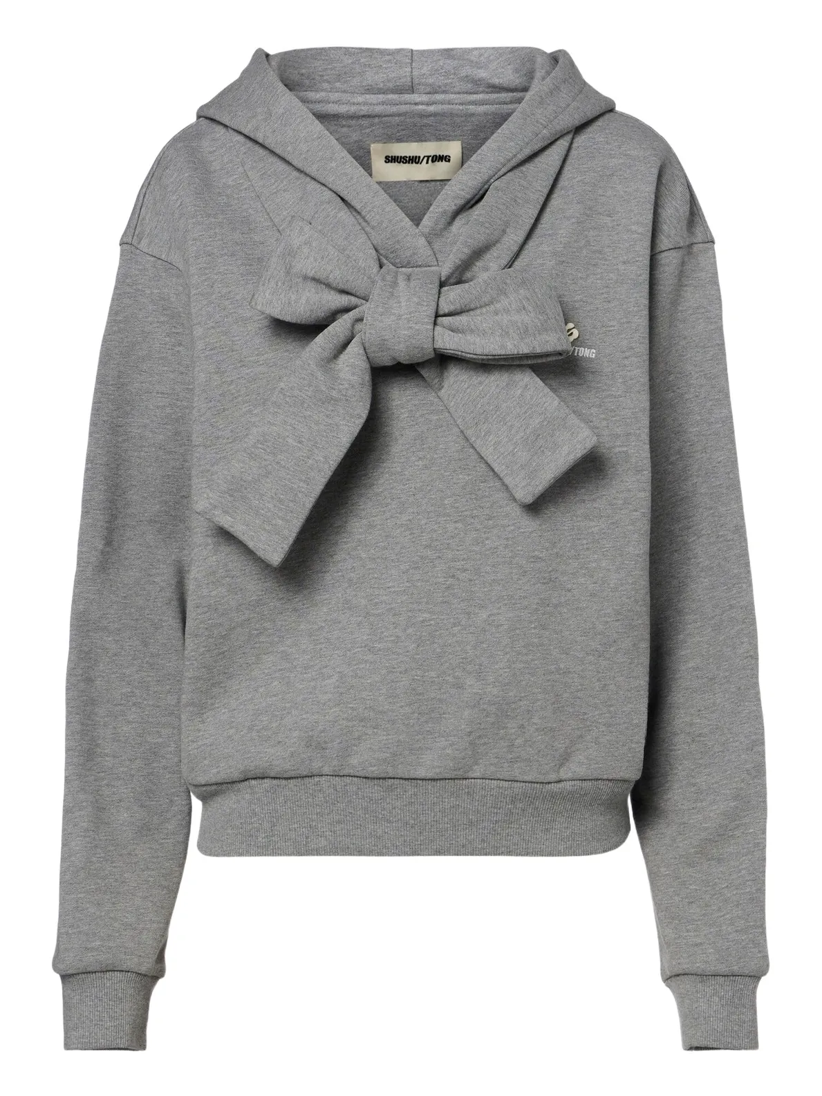 SHUSHU/TONG Bow-detail cotton hoodie