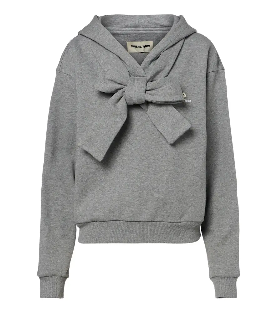Bow-detail cotton hoodie Bow-detail cotton hoodie