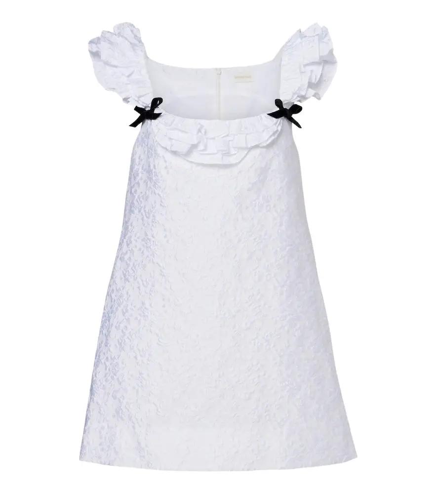 SHUSHU/TONG Bow-detail ruffled jacquard minidress
