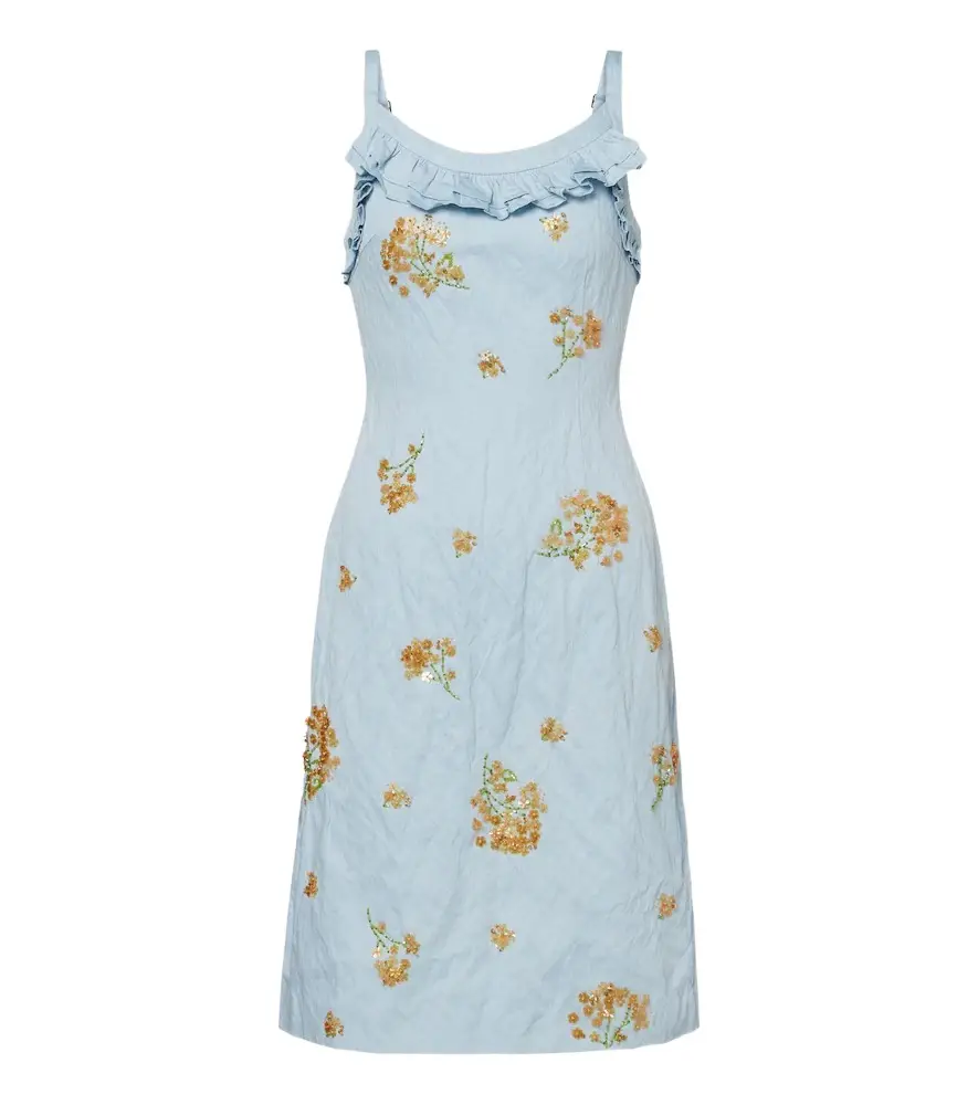 SHUSHU/TONG Embellished cotton-blend minidress