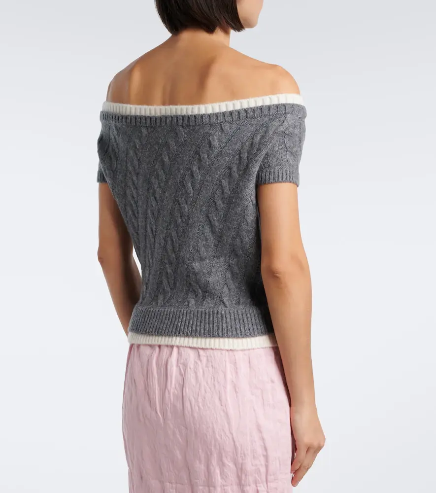 SHUSHU/TONG Cable-knit off-shoulder wool-blend sweater | Thumbnail 3