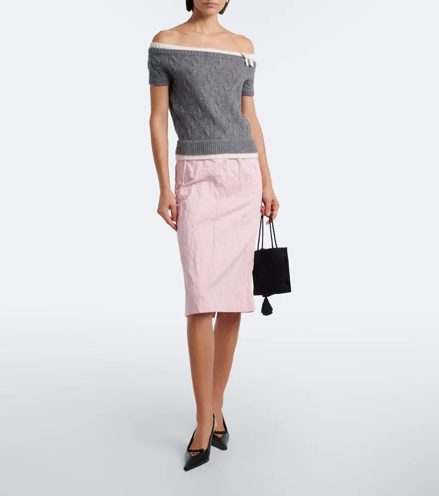 SHUSHU/TONG Cable-knit off-shoulder wool-blend sweater | Thumbnail 4