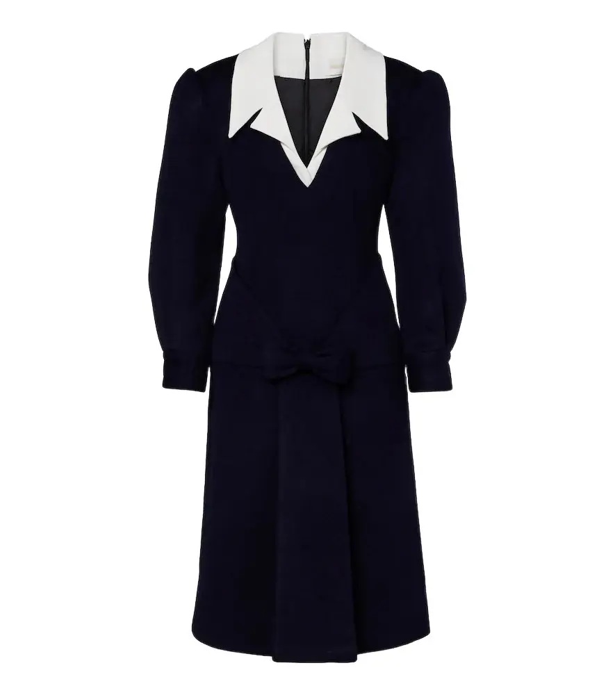 Bow-detail wool midi dress Bow-detail wool midi dress