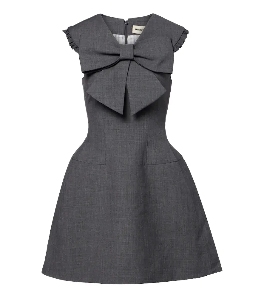 SHUSHU/TONG Bow-detail ruffled minidress