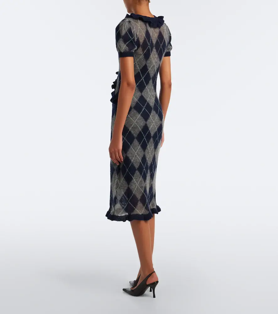 SHUSHU/TONG Argyle wool and mohair-blend midi dress | Thumbnail 3 SHUSHU/TONG Argyle wool and mohair-blend midi dress | Thumbnail 3