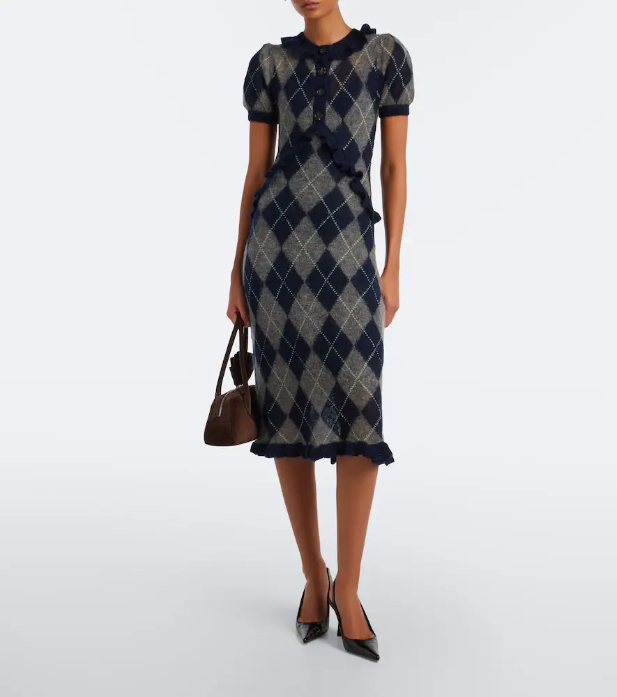 SHUSHU/TONG Argyle wool and mohair-blend midi dress | Thumbnail 5 SHUSHU/TONG Argyle wool and mohair-blend midi dress | Thumbnail 5