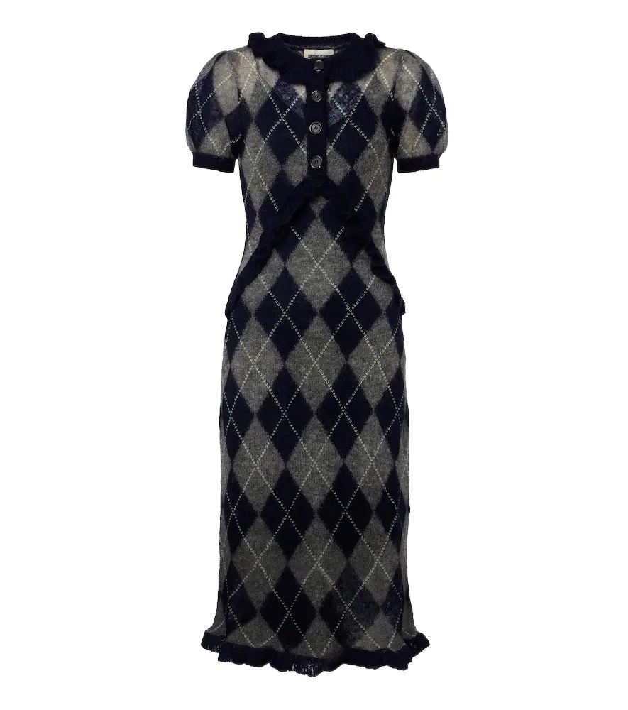 Argyle wool and mohair-blend midi dress Argyle wool and mohair-blend midi dress
