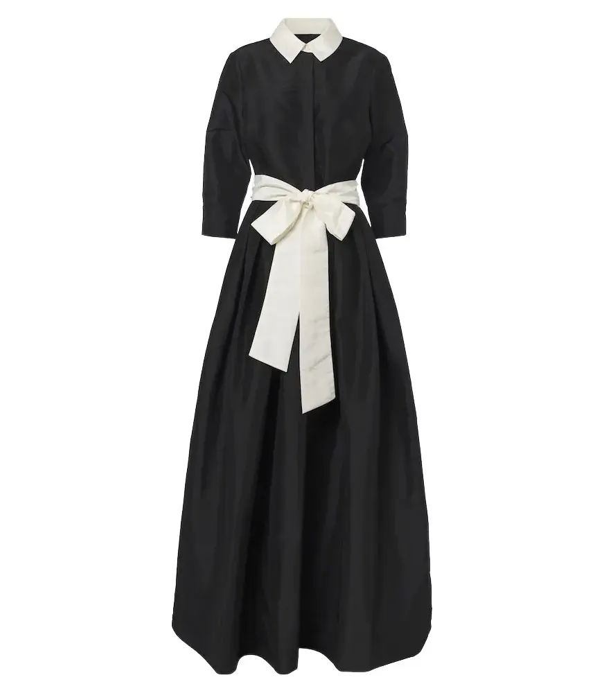 Julisse bow-detail pleated taffeta gown Julisse bow-detail pleated taffeta gown