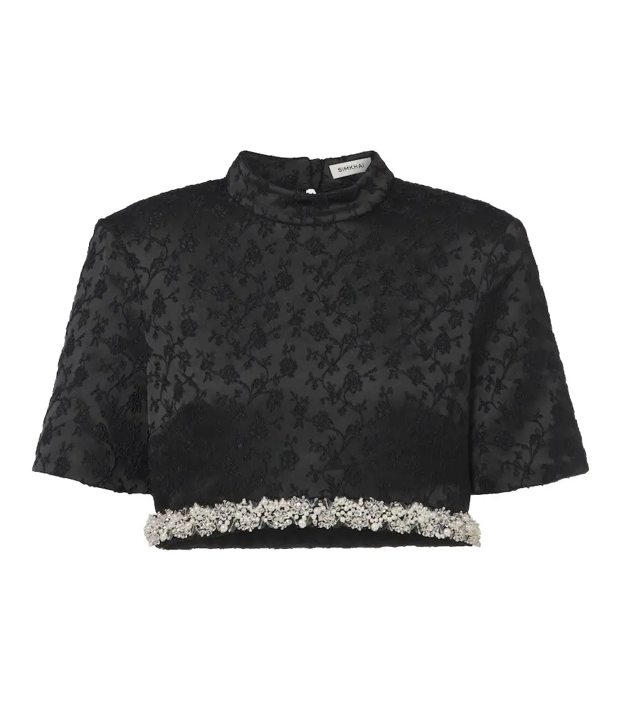 Jalen embellished jacquard crop top Jalen embellished jacquard crop top