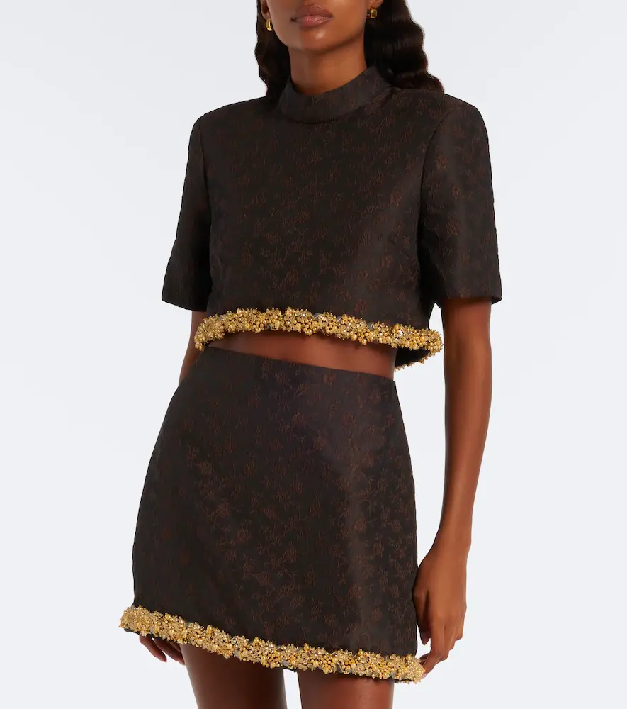 Simkhai Jalen embellished jacquard crop top | Thumbnail 2