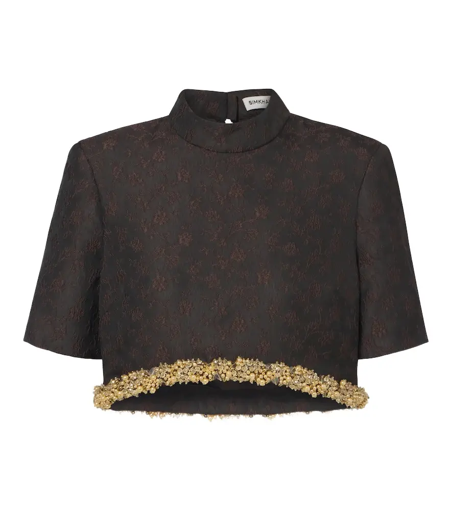 Jalen embellished jacquard crop top Jalen embellished jacquard crop top