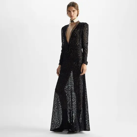 Fendi Long dress with a deep V neckline | Thumbnail 4 Fendi Long dress with a deep V neckline | Thumbnail 4