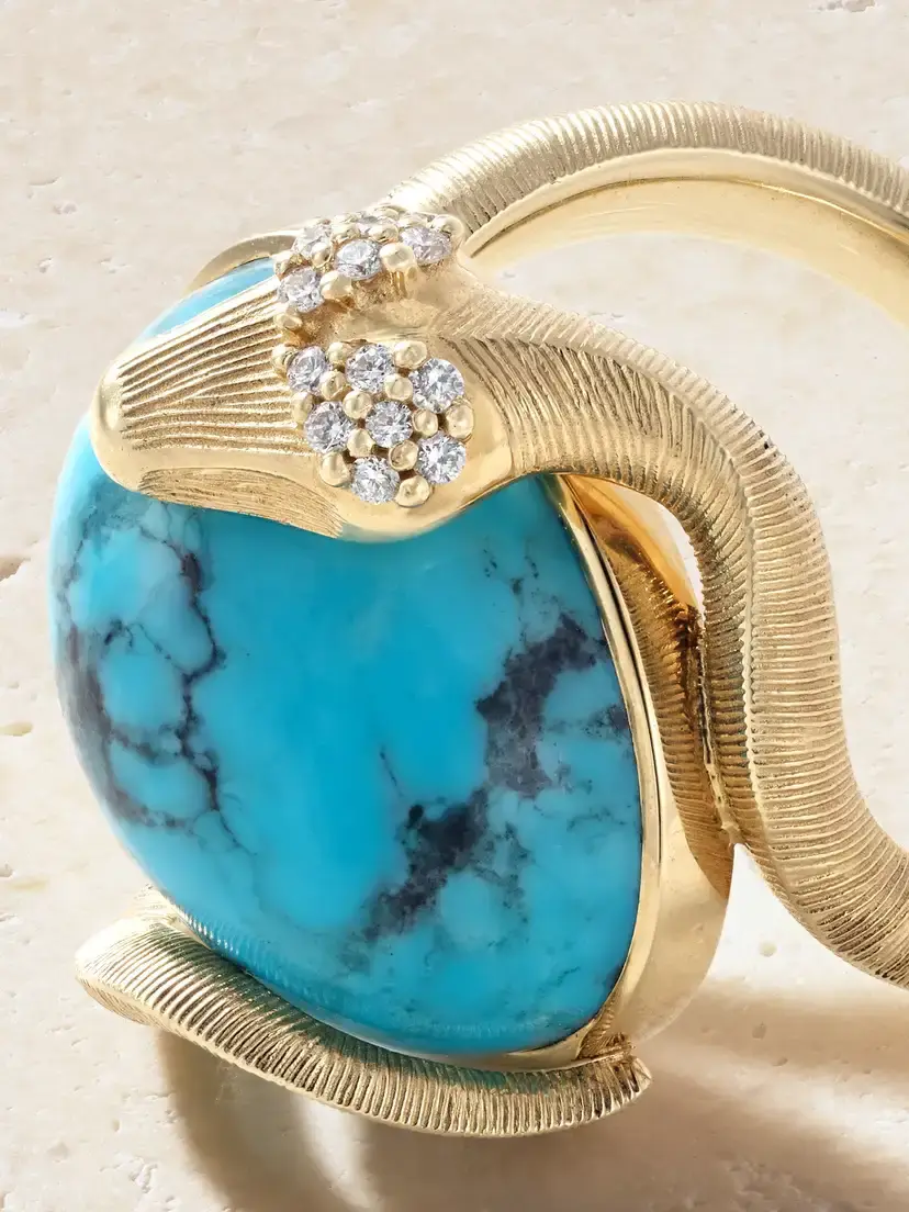 OLE LYNGGAARD COPENHAGEN Snakes 18-karat Gold, Turquoise And Diamond Ring | Thumbnail 4 OLE LYNGGAARD COPENHAGEN Snakes 18-karat Gold, Turquoise And Diamond Ring | Thumbnail 4