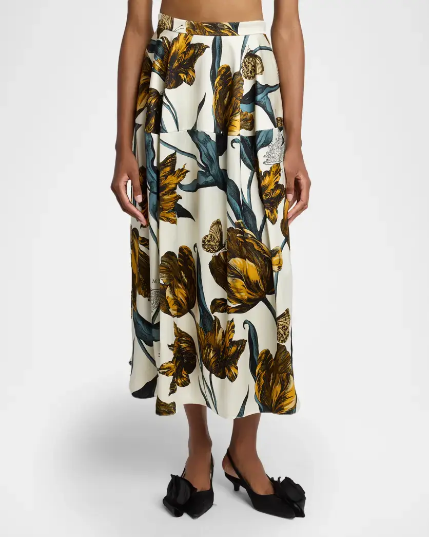 Erdem Floral-Print Duchess Midi Skirt | Thumbnail 4 Erdem Floral-Print Duchess Midi Skirt | Thumbnail 4