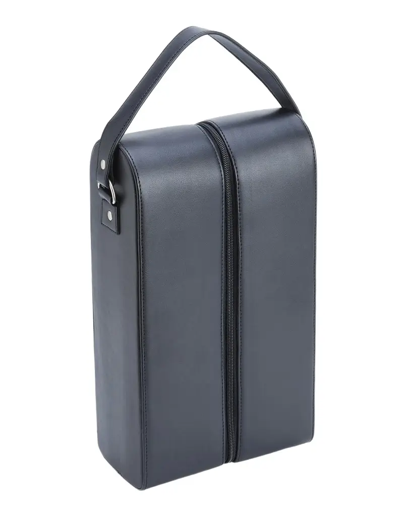 Monogrammed Leather Double Wine Bottle Carrying Case, Personalized