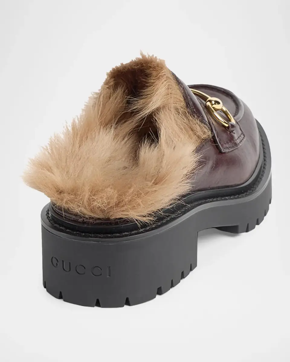Gucci Rhodi Leather & Shearling Horsebit Mules | Thumbnail 2 Gucci Rhodi Leather & Shearling Horsebit Mules | Thumbnail 2