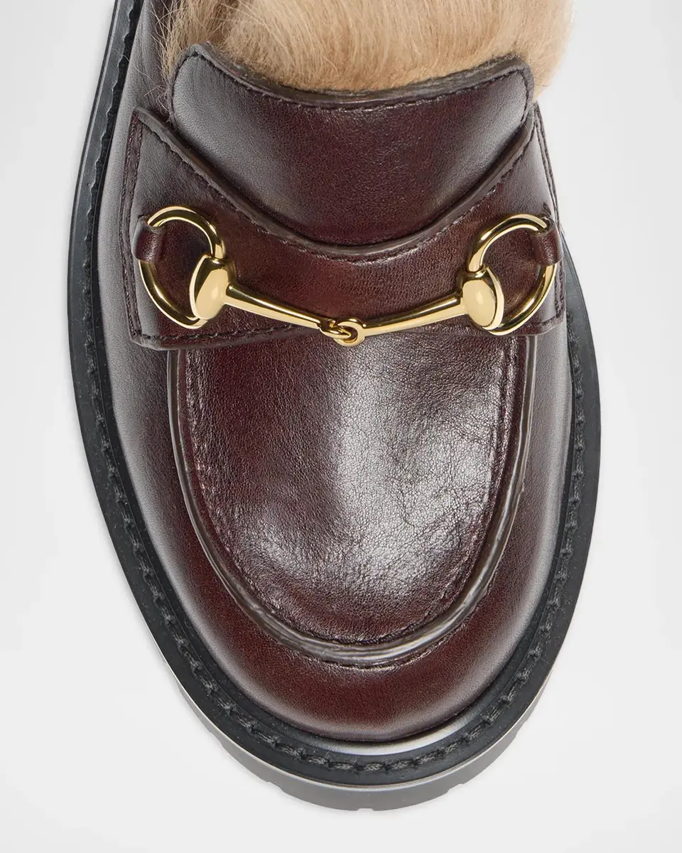 Gucci Rhodi Leather & Shearling Horsebit Mules | Thumbnail 3 Gucci Rhodi Leather & Shearling Horsebit Mules | Thumbnail 3