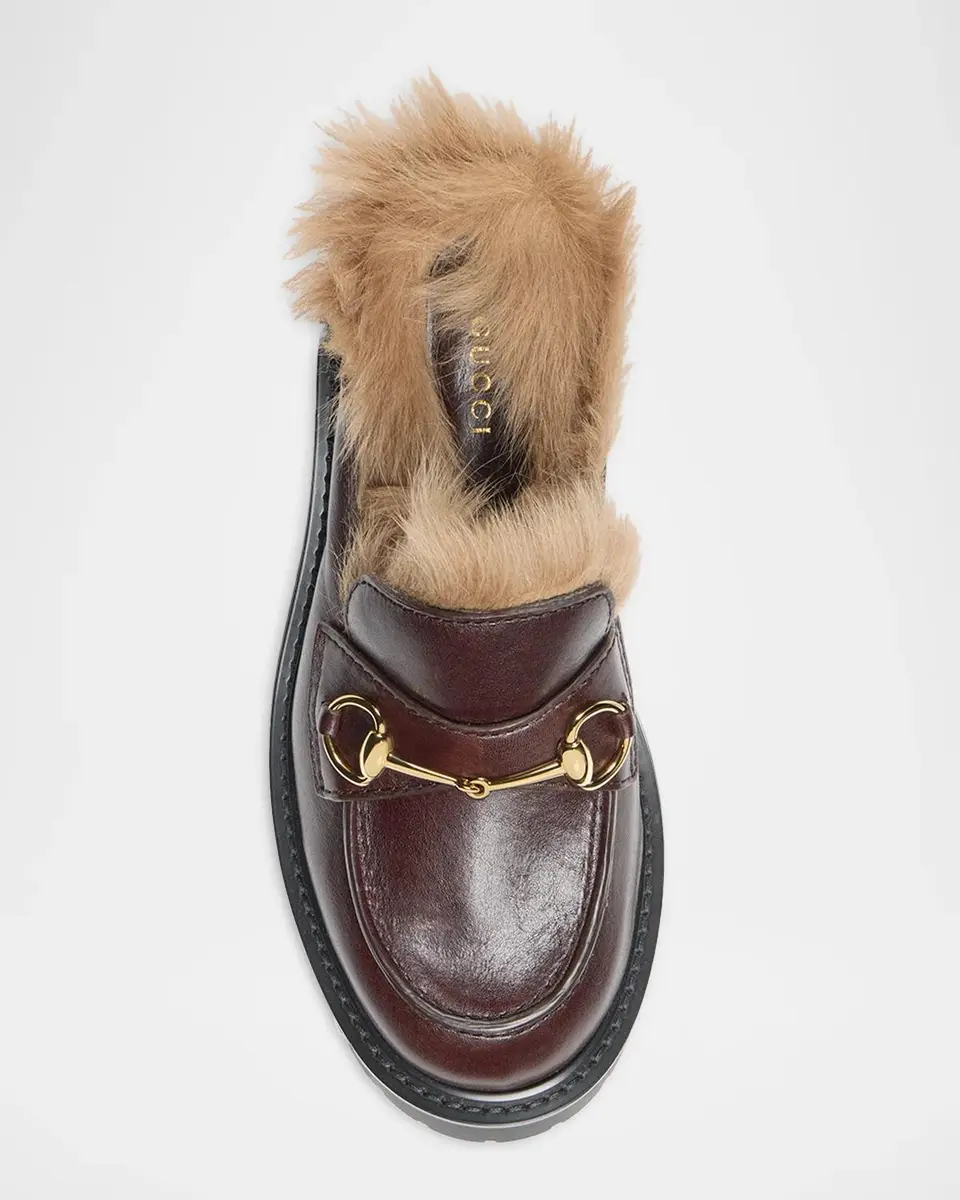 Gucci Rhodi Leather & Shearling Horsebit Mules | Thumbnail 4 Gucci Rhodi Leather & Shearling Horsebit Mules | Thumbnail 4