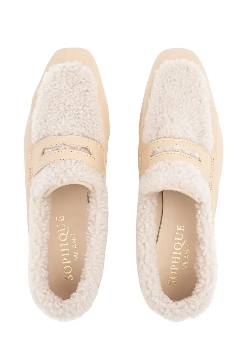 SOPHIQUE Essenziale Shearling Loafer - Cream Sand | Thumbnail 3