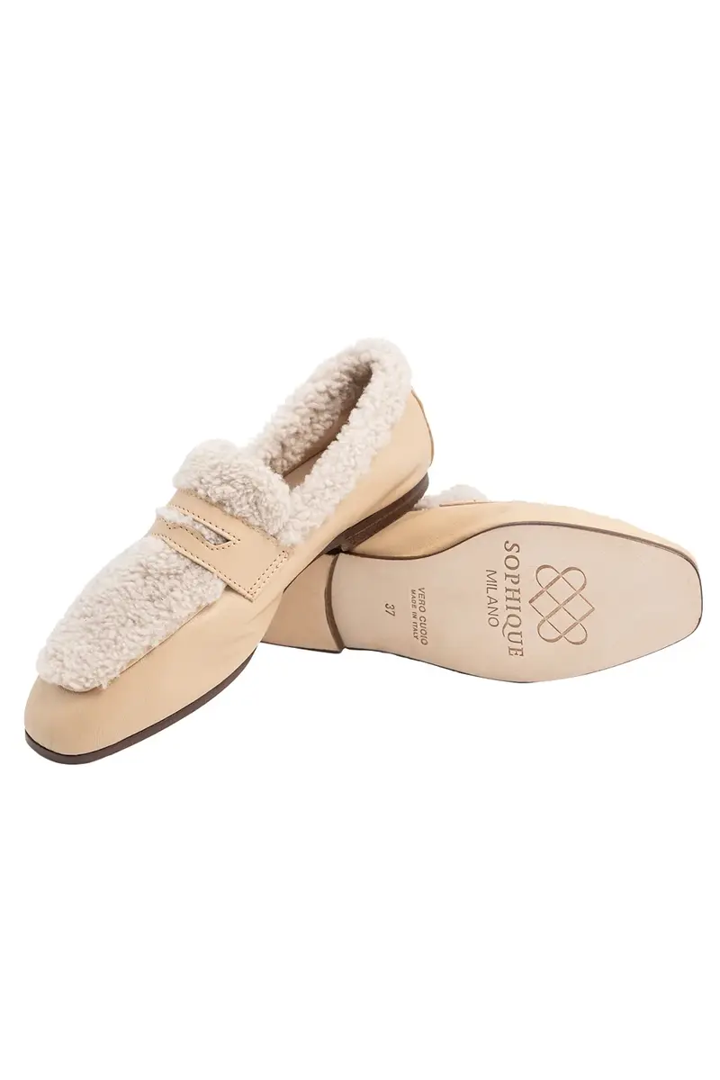 SOPHIQUE Essenziale Shearling Loafer - Cream Sand | Thumbnail 4