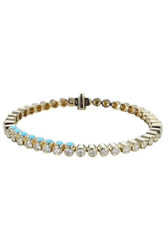 Type Jewelry Diamond Turquoise Sideways Tennis Bracelet