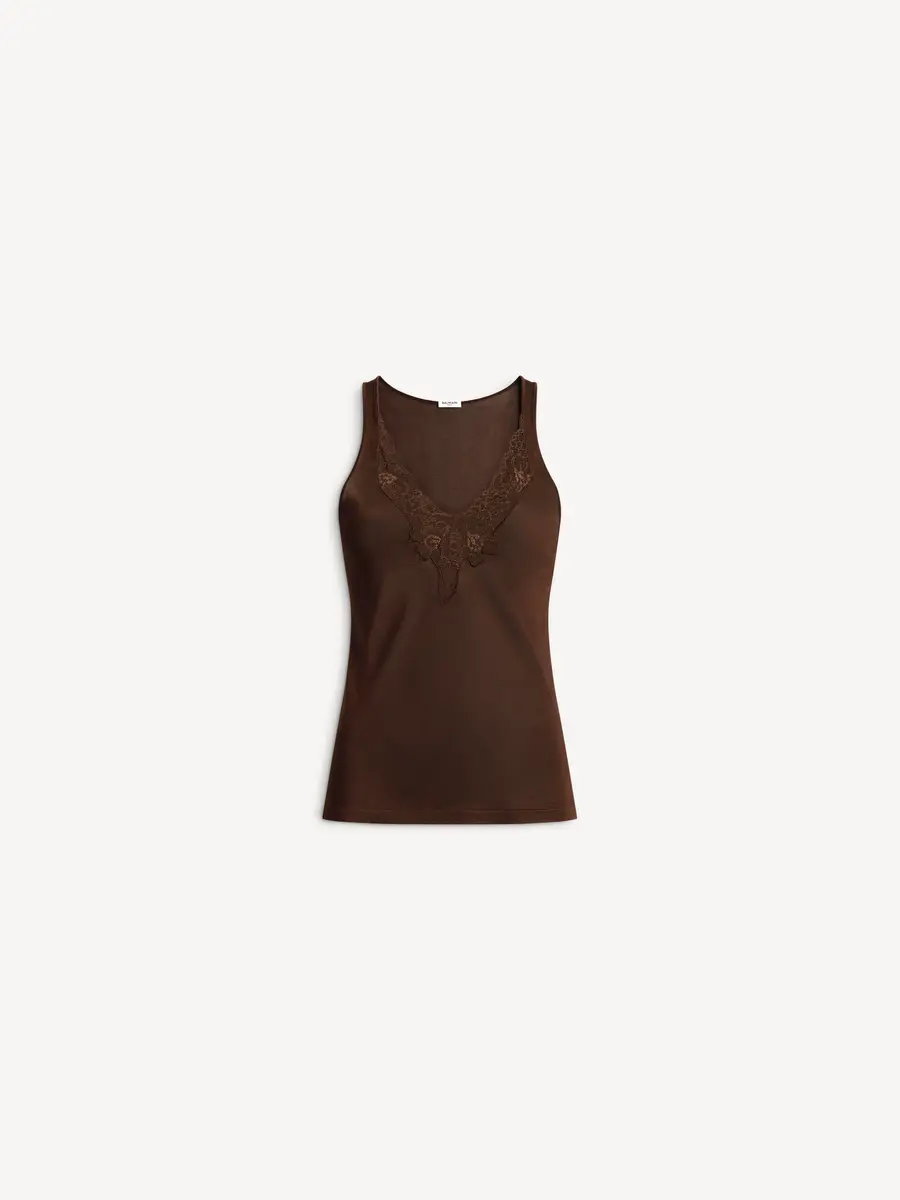 Balmain Knit vest top with lace | Thumbnail 2 Balmain Knit vest top with lace | Thumbnail 2
