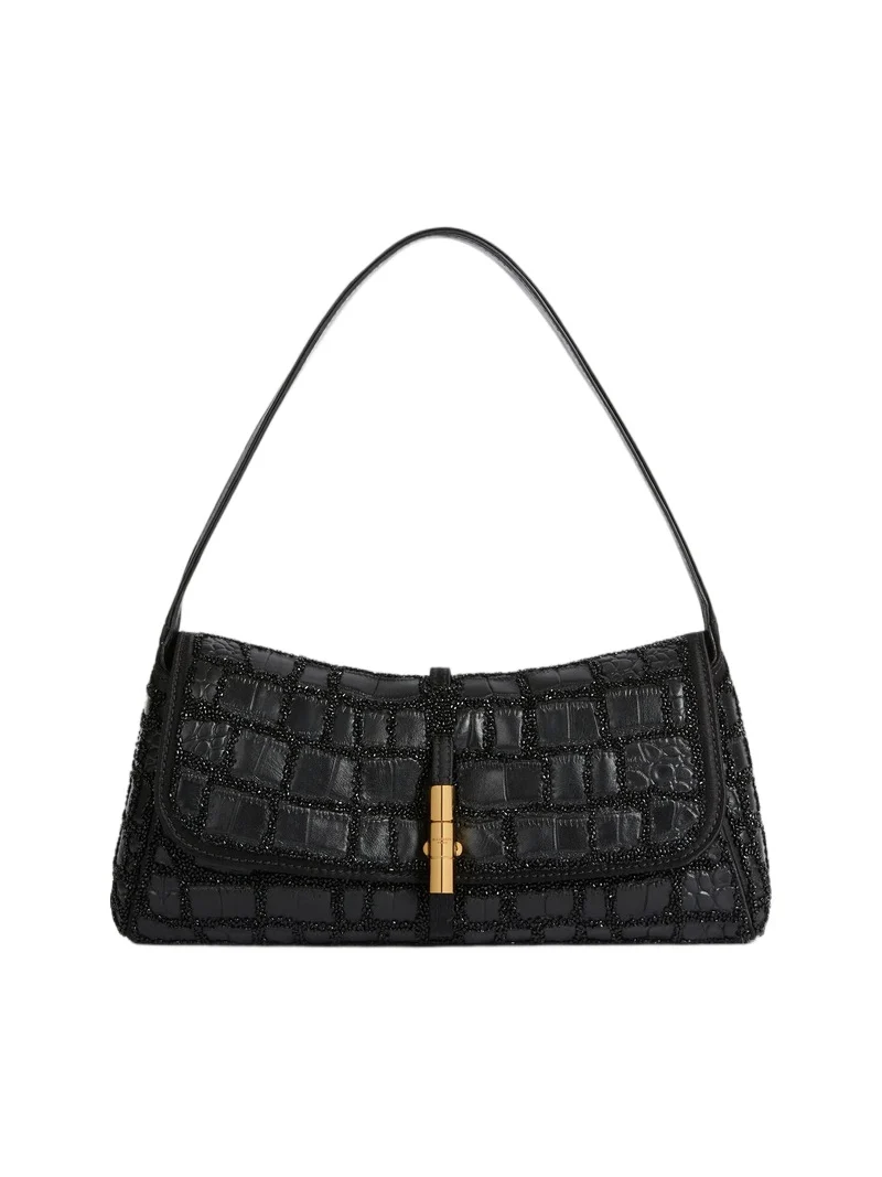 Balmain BALMAIN METROPOLIS bag in crocodile-effect leather with embroidery