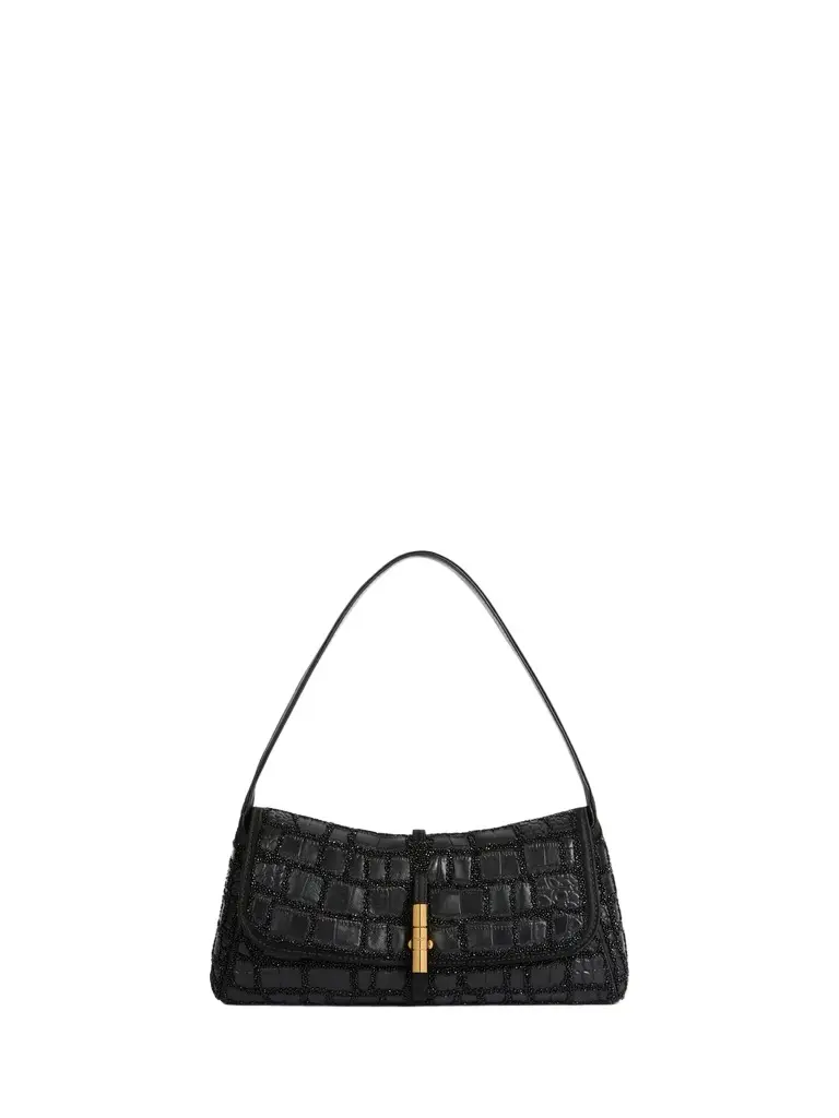 BALMAIN METROPOLIS bag in crocodile-effect leather with embroidery