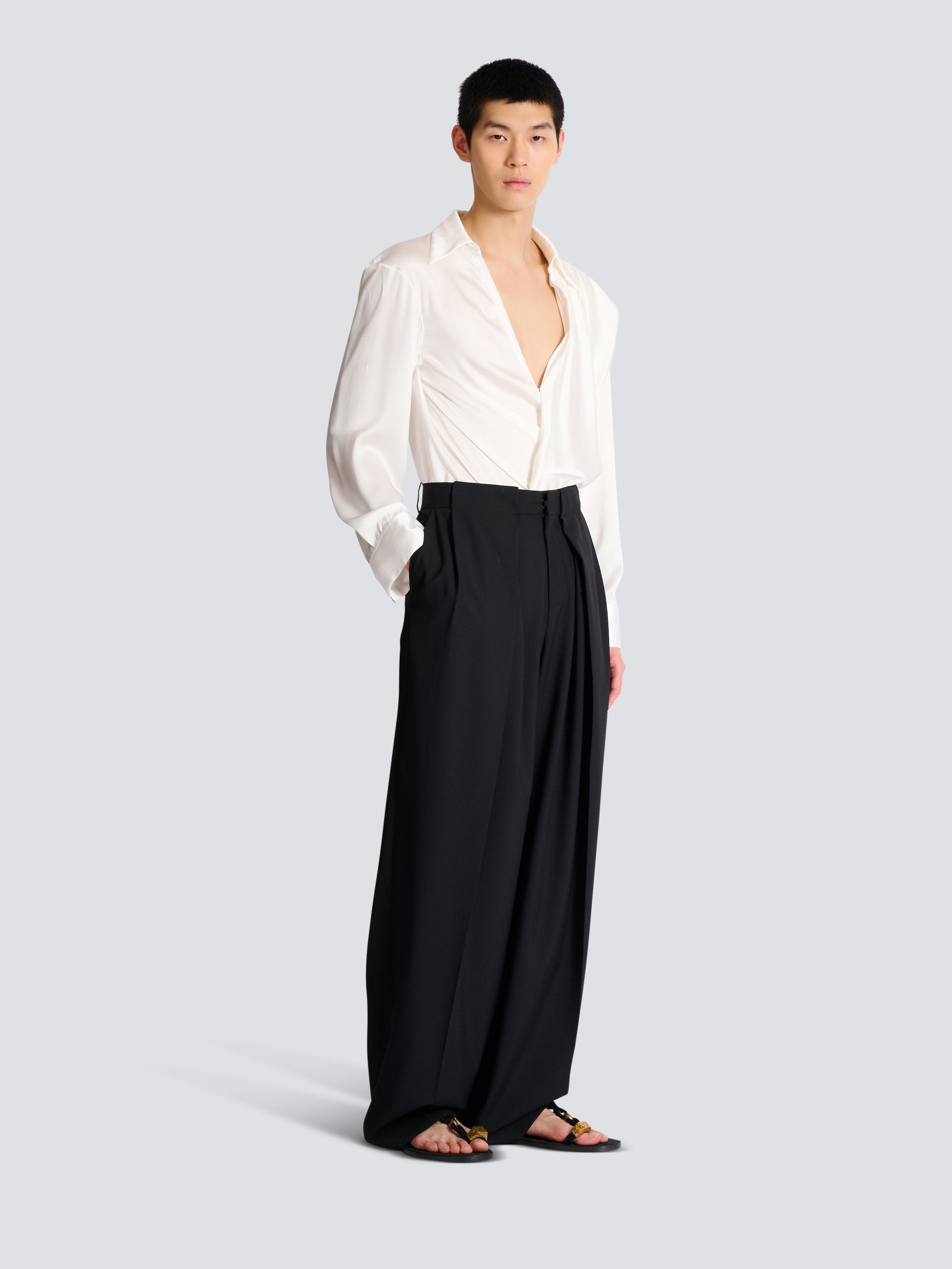Balmain Wool twill trousers with wide knife pleats