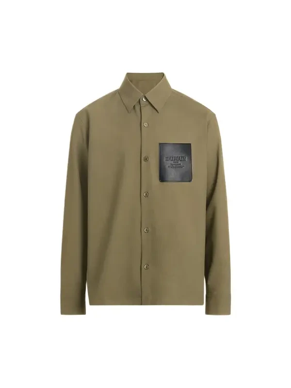 Balmain Wool overshirt with leather Vintage label
