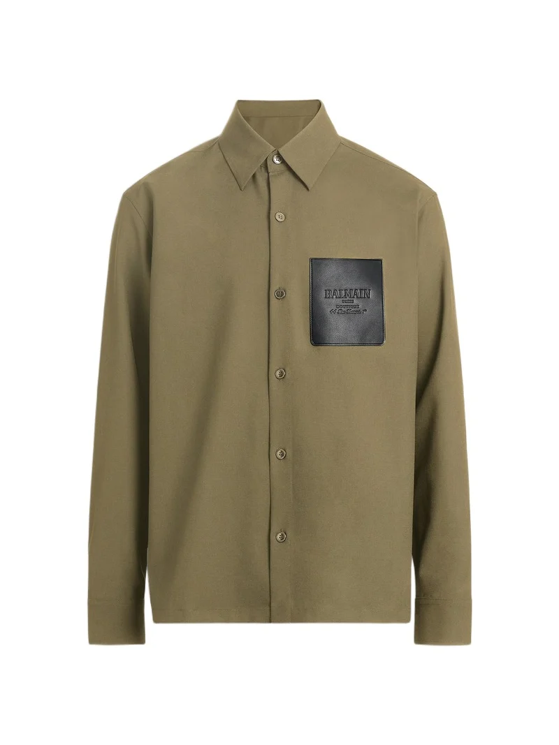 Balmain Wool overshirt with leather Vintage label