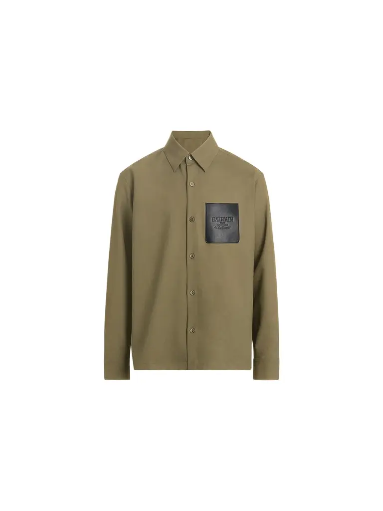 Balmain Wool overshirt with leather Vintage label