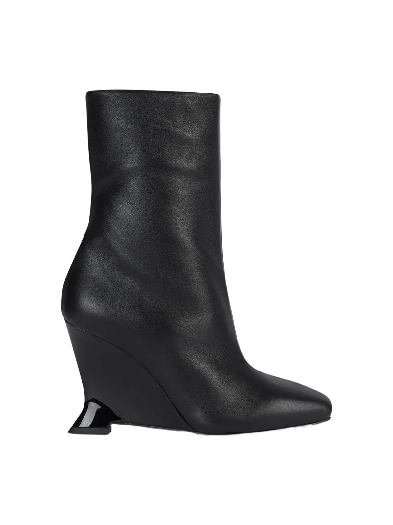 Balmain Wedge smooth leather ankle boots