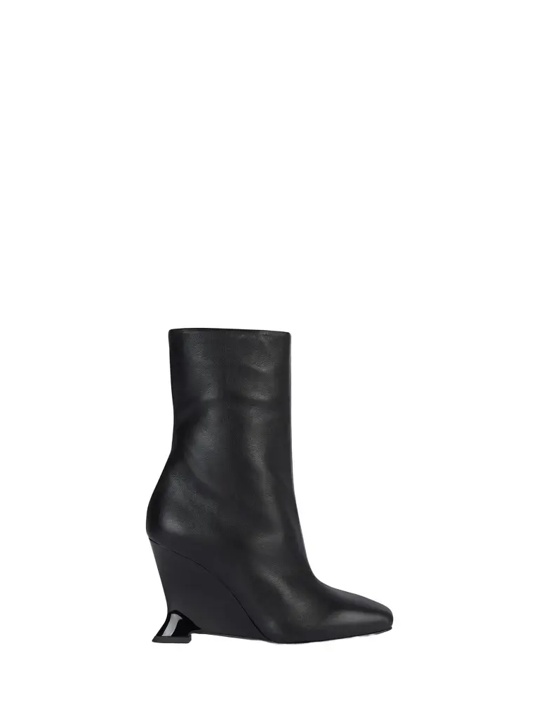 Balmain Wedge smooth leather ankle boots