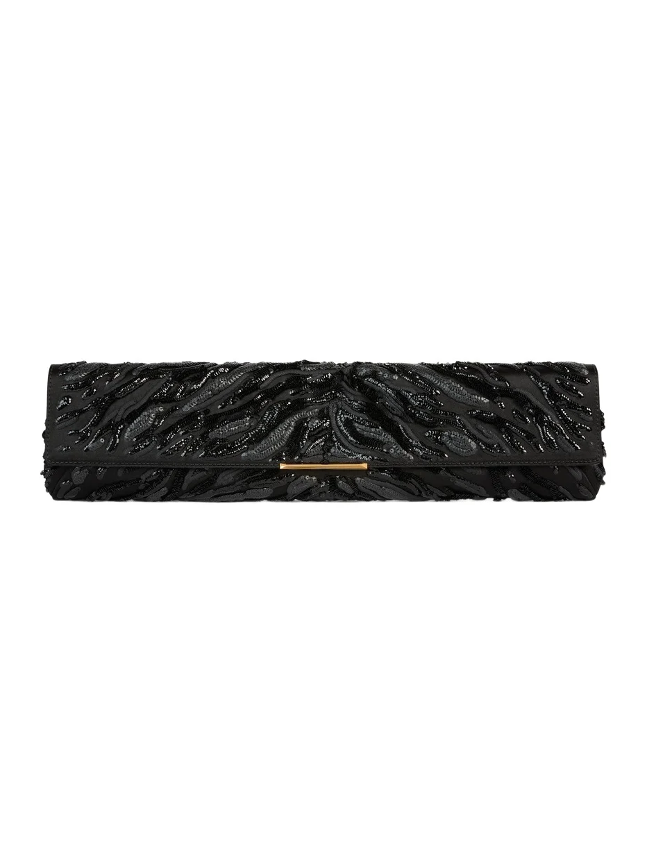 Balmain LONG CLUTCH bag in embroidered satin
