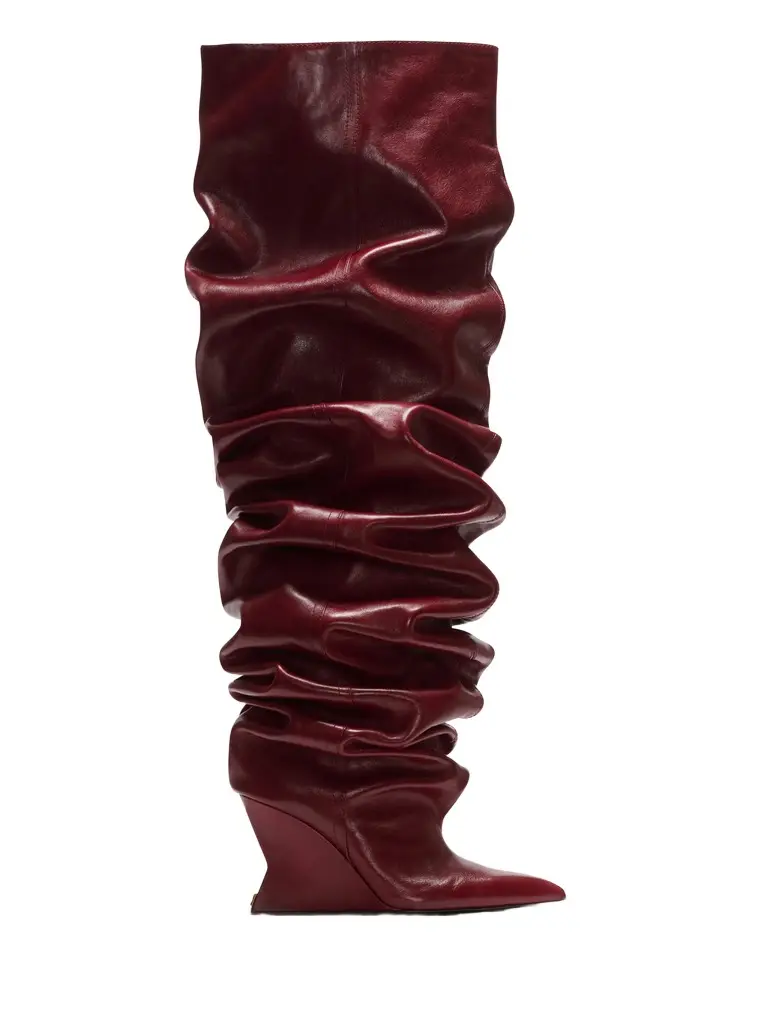 Wedge thigh-high boots