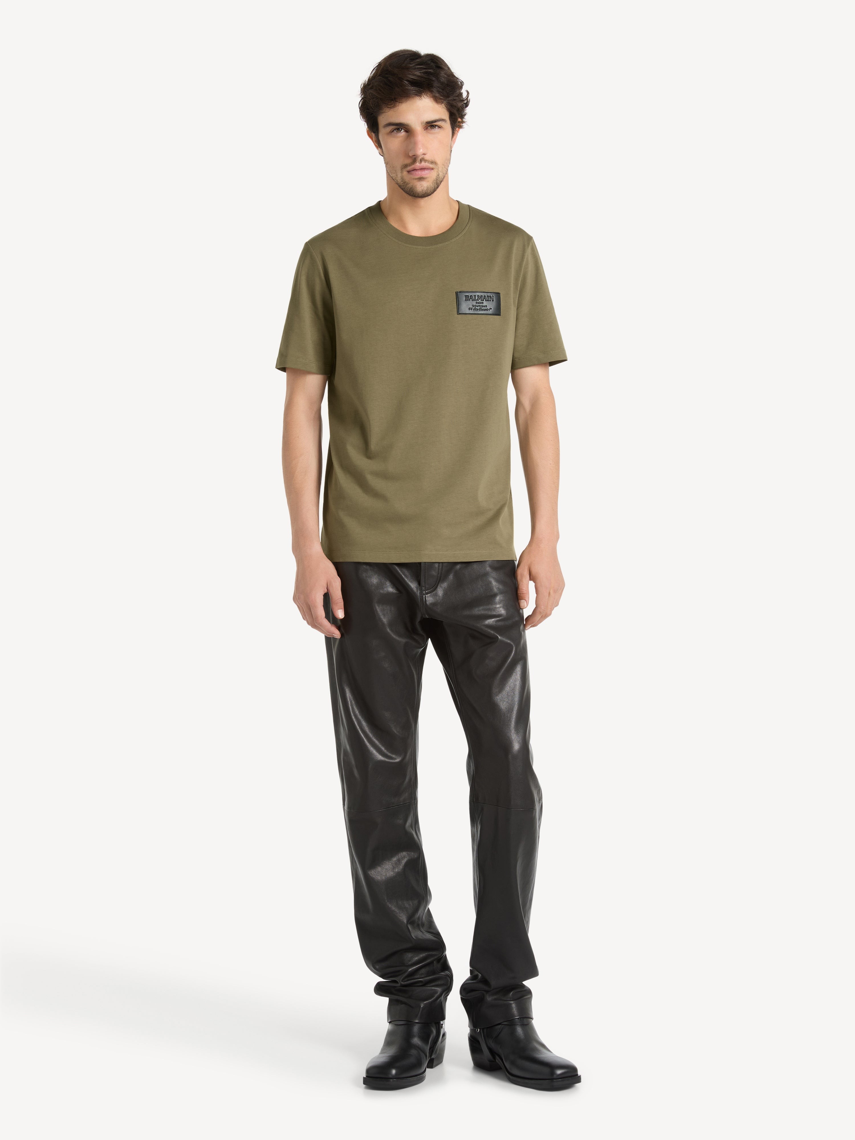 Balmain T-shirt with Vintage leather label