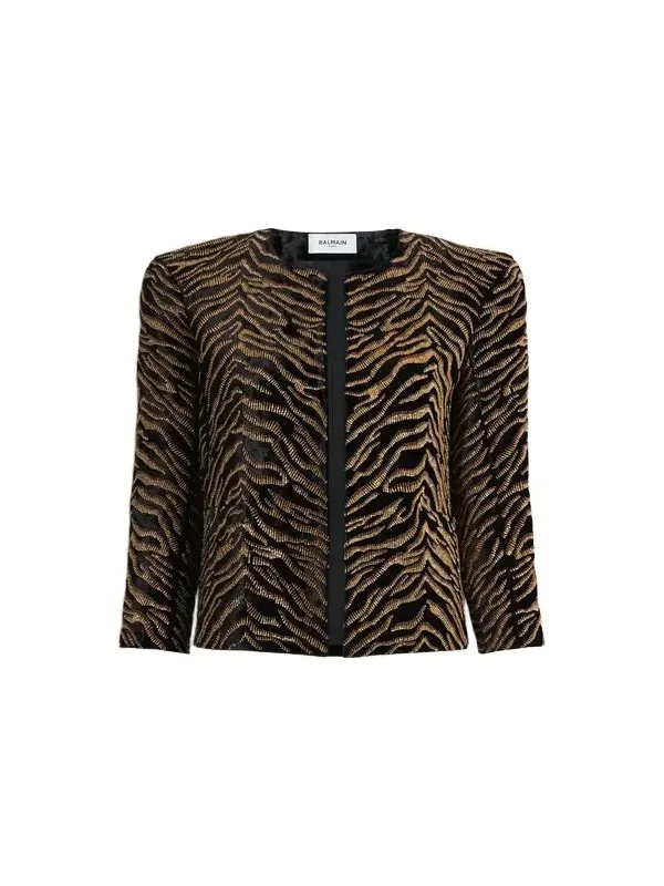 Velvet jacket with tiger embroidery