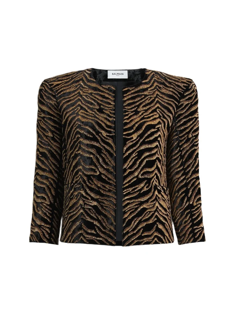 Velvet jacket with tiger embroidery