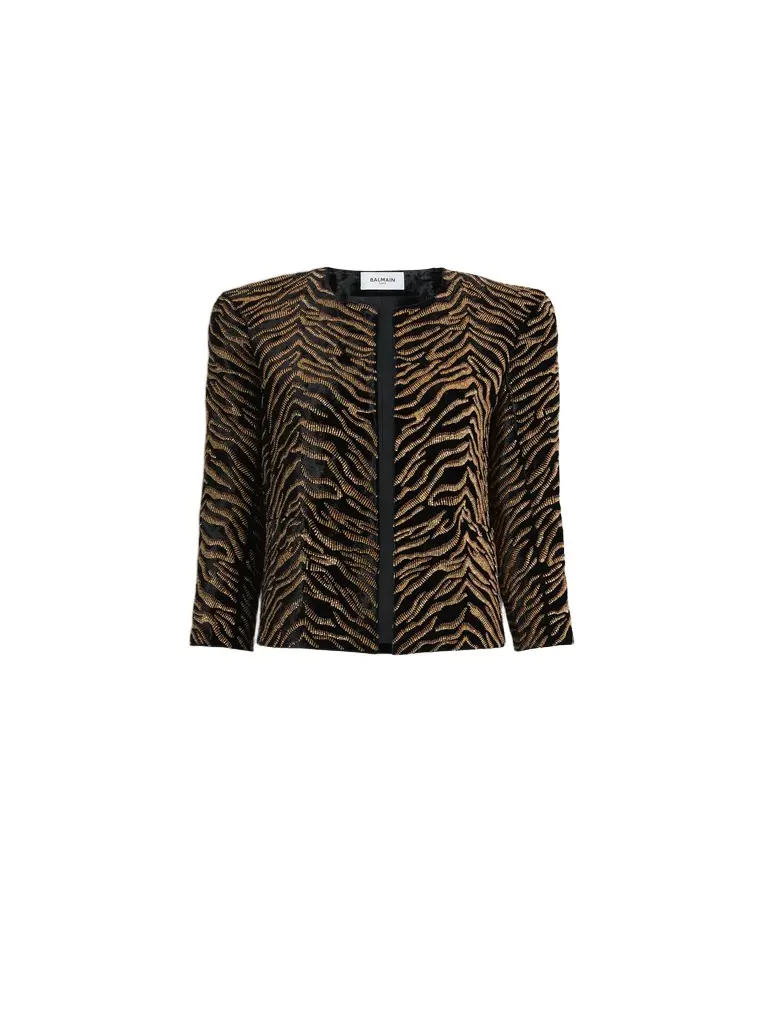 Velvet jacket with tiger embroidery Velvet jacket with tiger embroidery