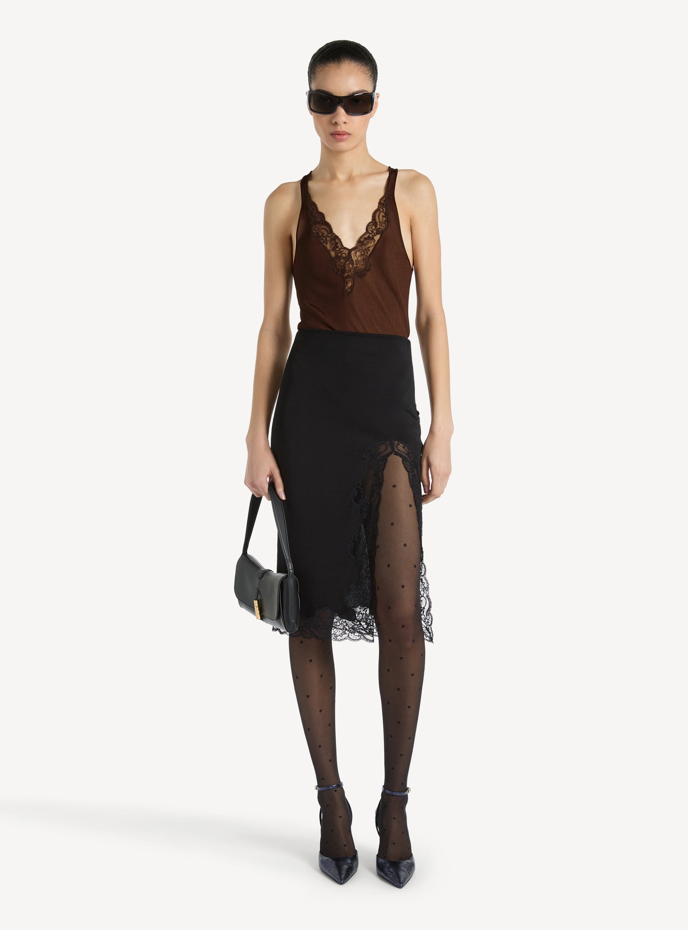 Knit vest top with lace