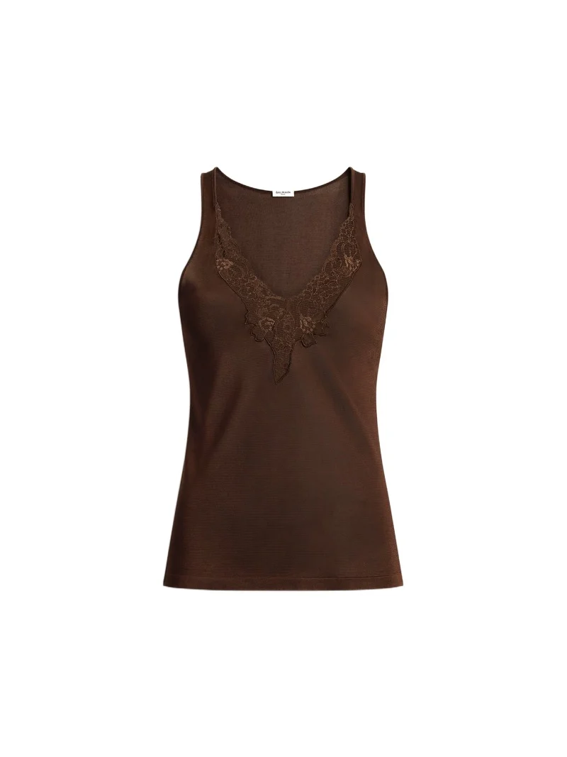 Balmain Knit vest top with lace