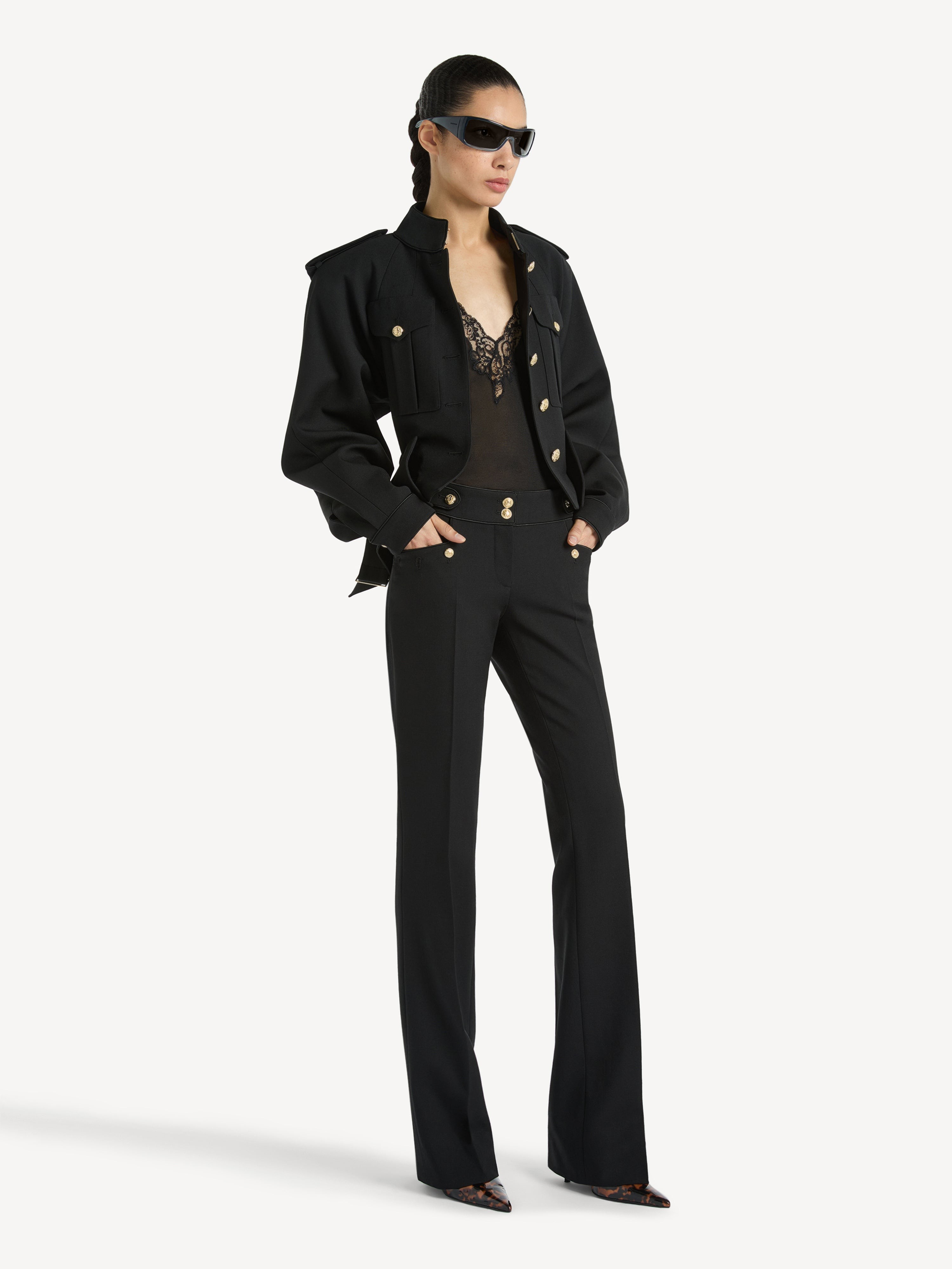 Balmain Pleated wool gabardine trousers