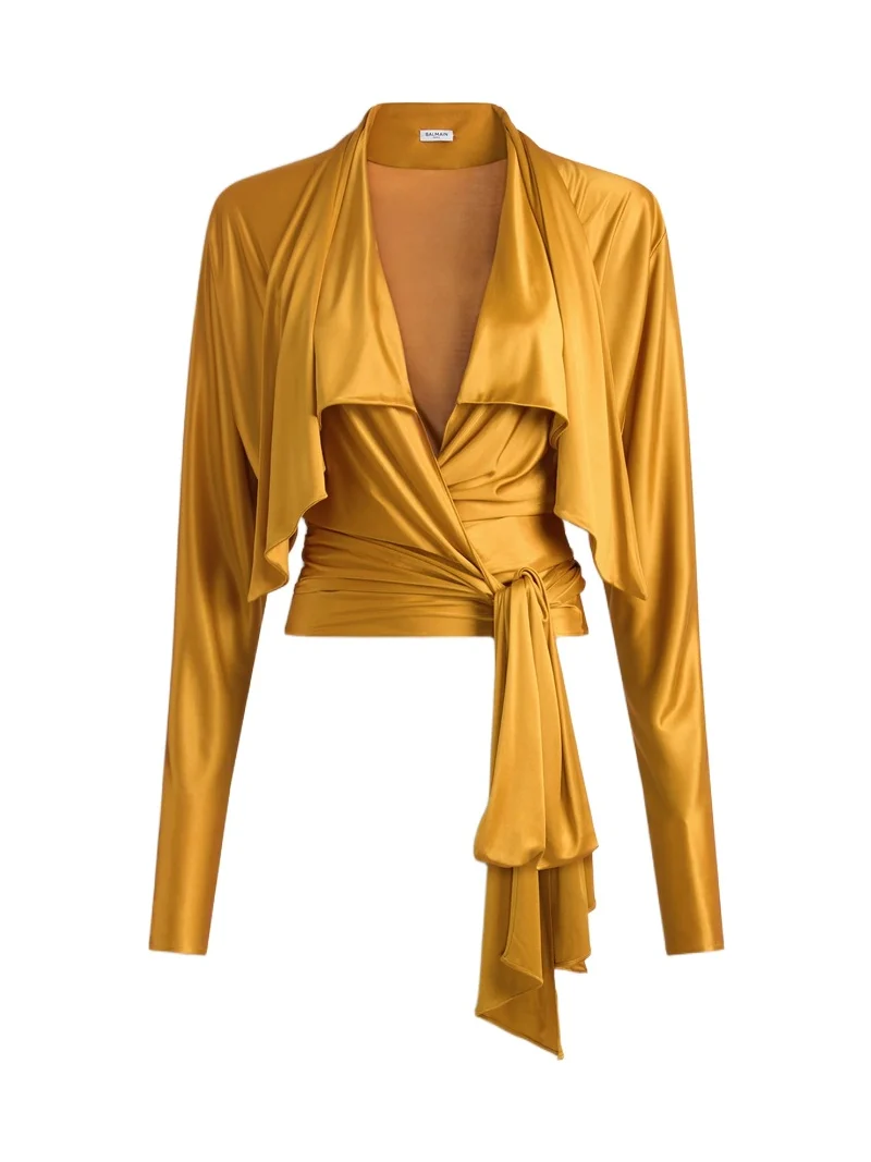 Balmain Flowing jersey blouse with tie